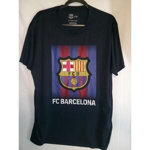 FC‎ Barcelona Mens XL Soccer Graphic T-Shirt Football Blue Tech Shirt